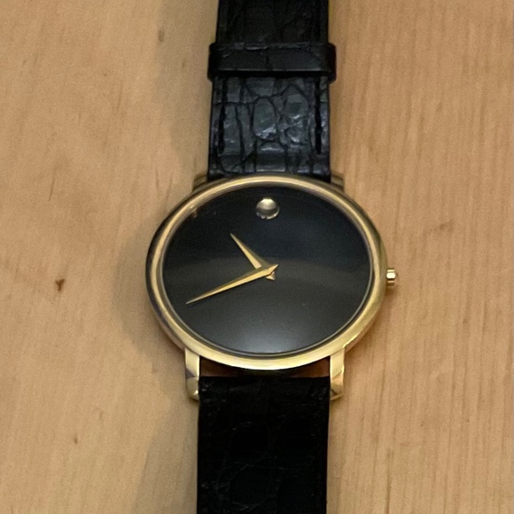Movado Accessories - Authentic Vintage Movado Museum Dial Original Black Leather Works New Battery